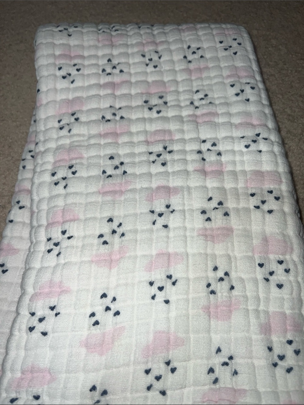 HB Pink clouds raining hearts 100% cotton girls blanket 46x46in